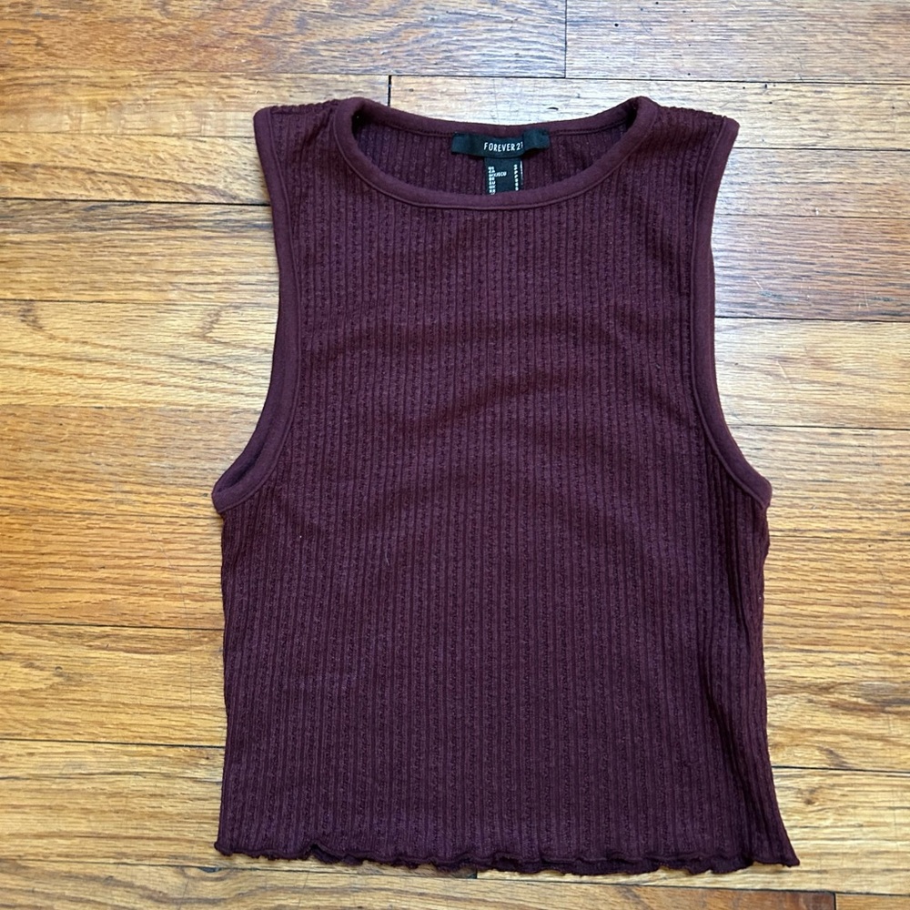 Forever 21 Maroon Ribbed Tank Top